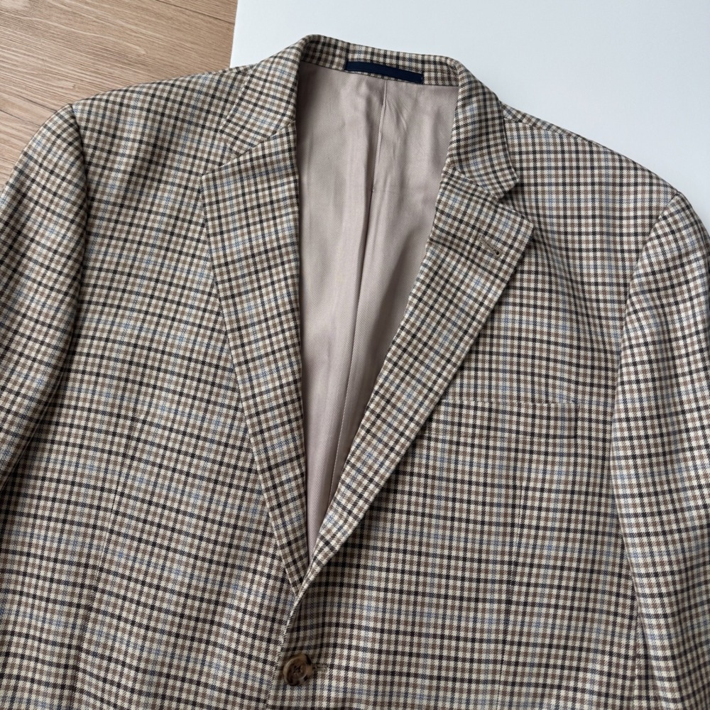 VTG Burberry London 42 Reg Blazer Bond Street Silk Wool Cotton Check Sport Coat - Picture 4 of 10